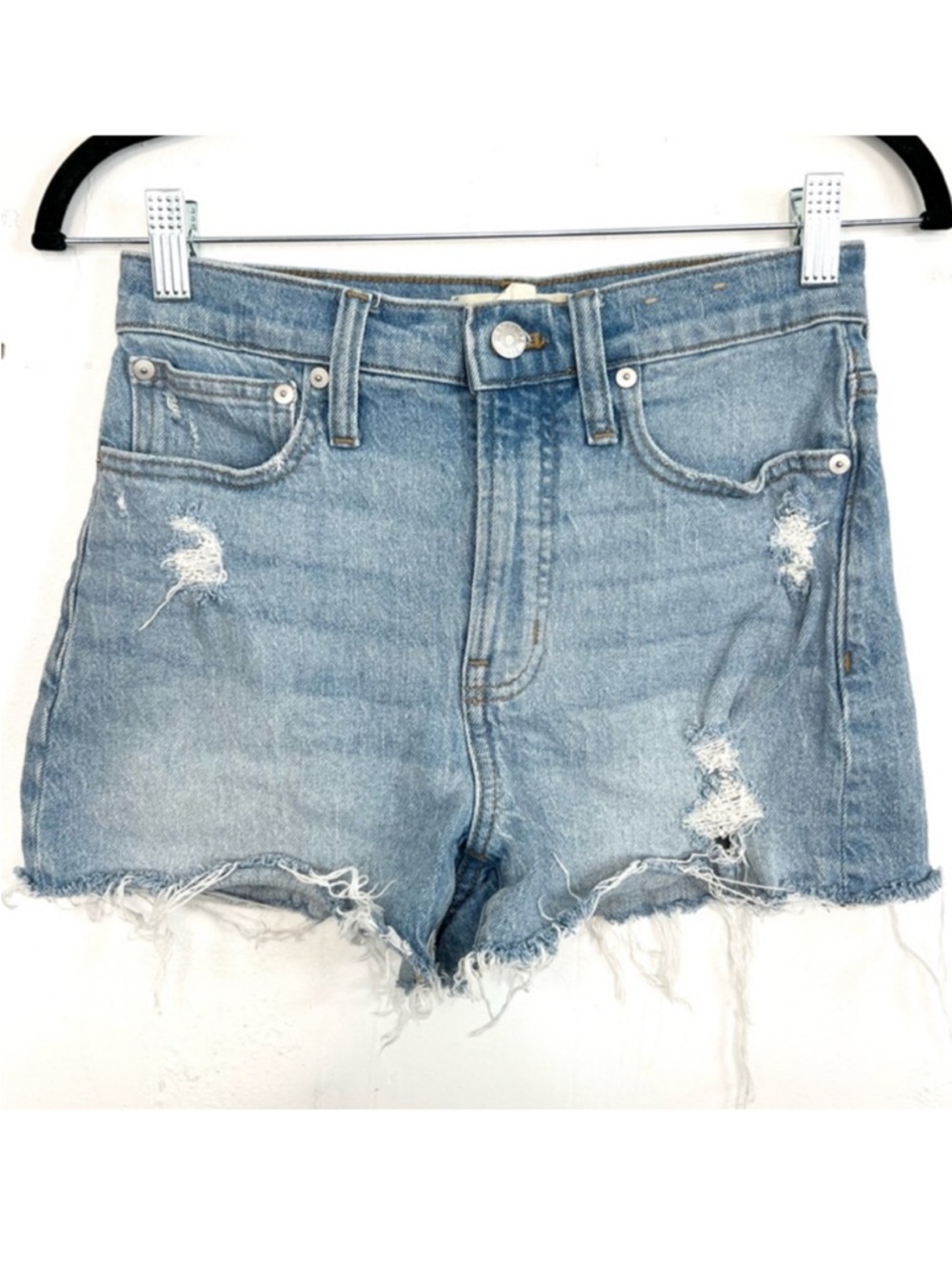 Madewell Light Blue Distressed Denim Cutoff Shorts 25